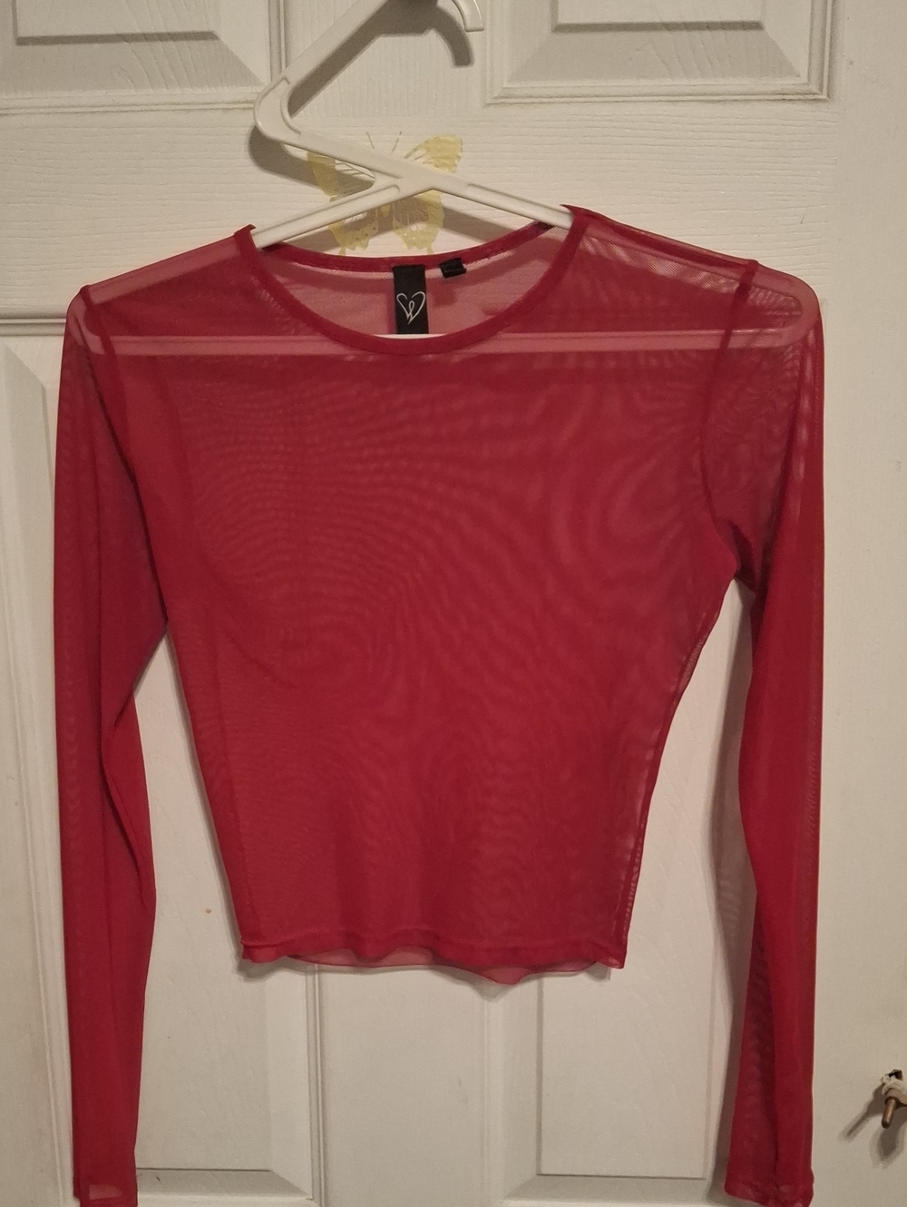 Windsor Red Sheer Long-Sleeve Mesh Tee